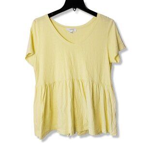 PASTEL Yellow Babydoll Vneck Tee